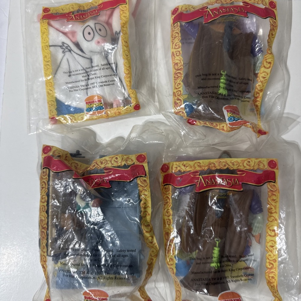 1997 Burger King Kids Club Anastasia Sealed Vtg LOT Of 4‎ New Sealed Worn Packs